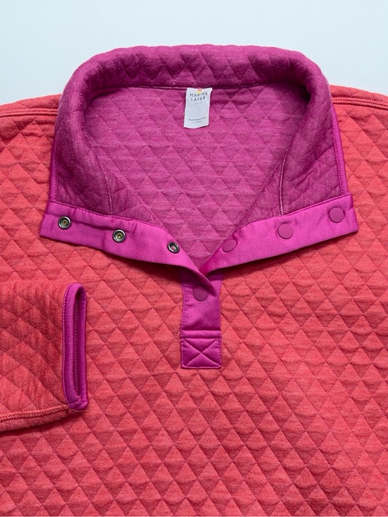 Marine Layer Sweaters - Marine Layer Diamond Quilted 1/4 Snap Womens Medium Mock Neck Pullover.  READ